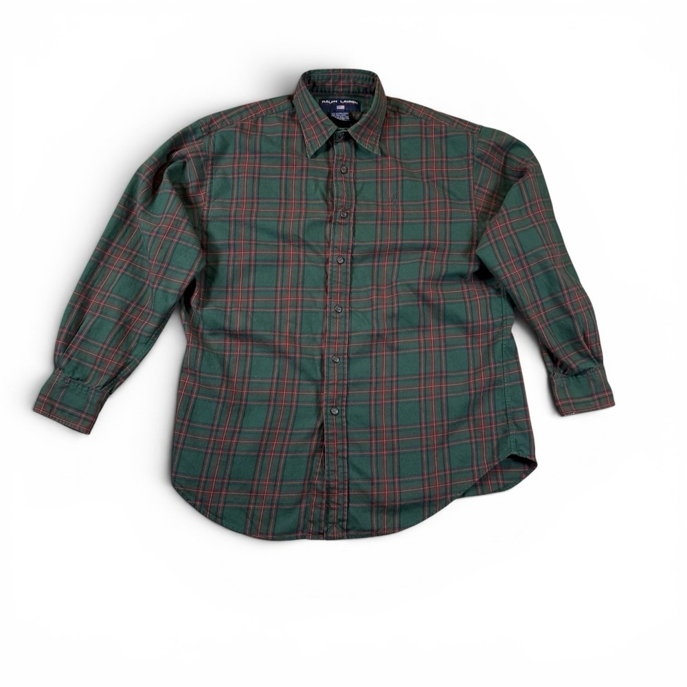 Polo Ralph Lauren Sport Women's Button plaid Shirt Sz 10 Red and green